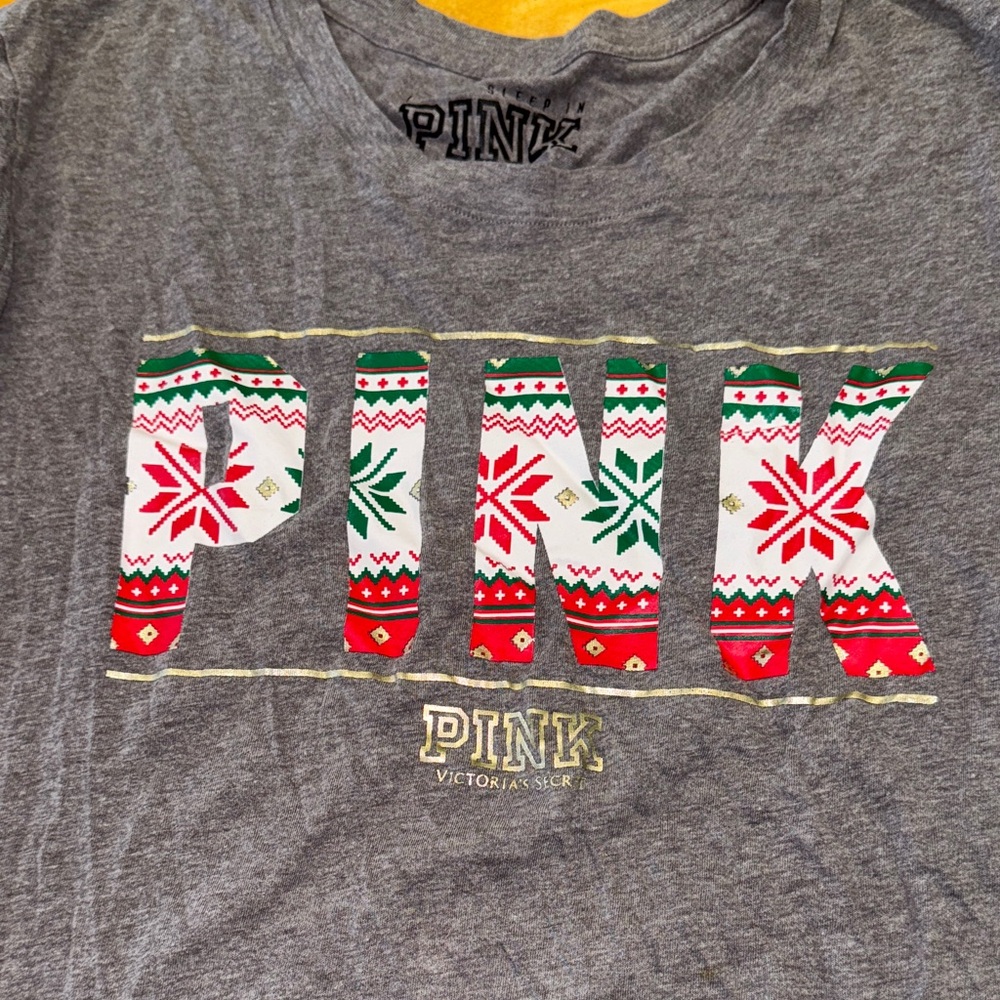 Victoria's Secret PINK Festive Gray Tee